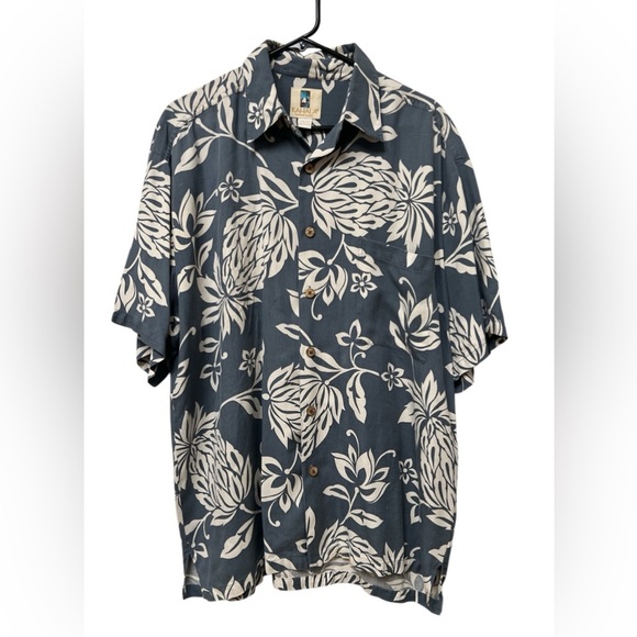 kahala Other - Kahala grey silk Hawaiian short sleeve button down shirt